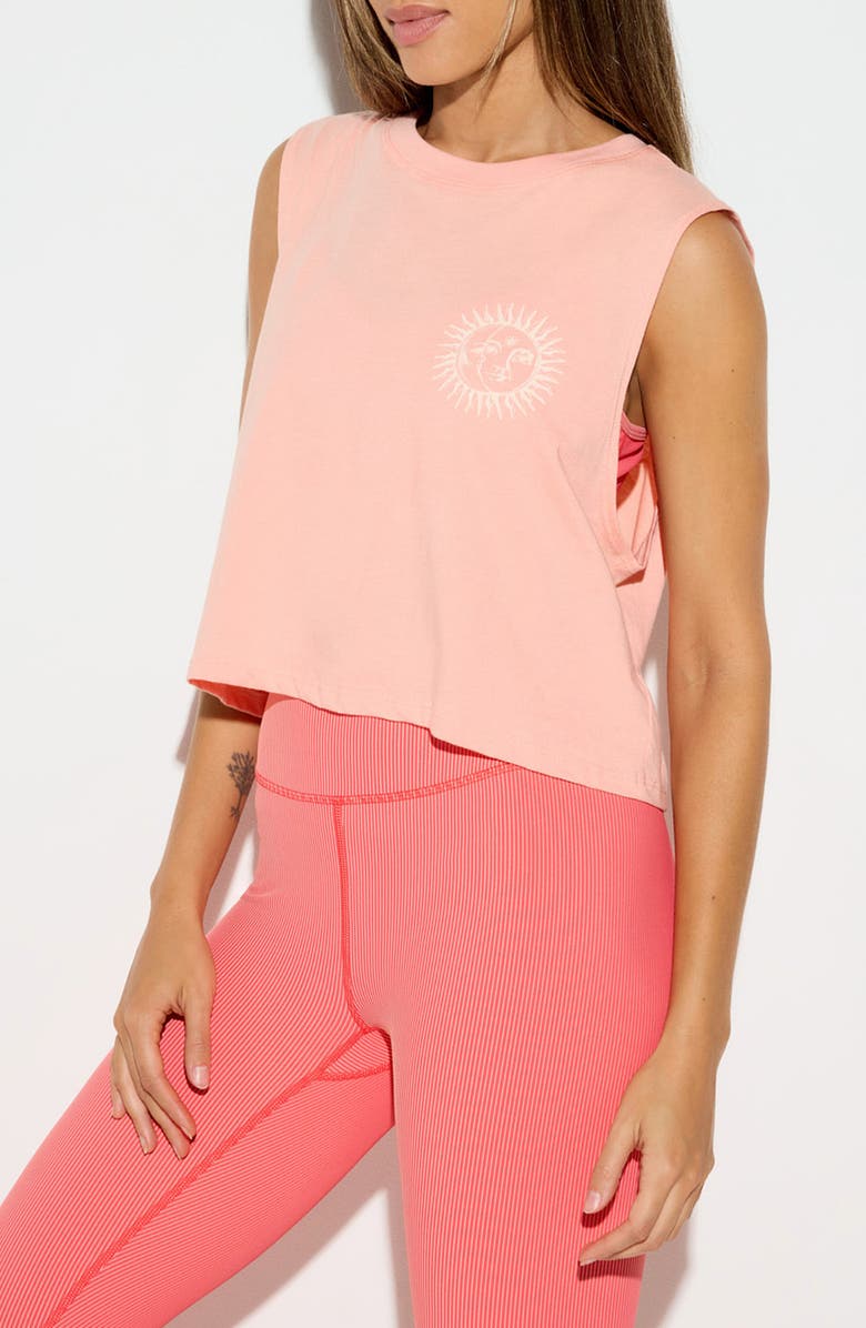 Spiritual Gangster Power of Sun Spirit Graphic Cotton Crop T-Shirt, Alternate, color, Flamingo Pink