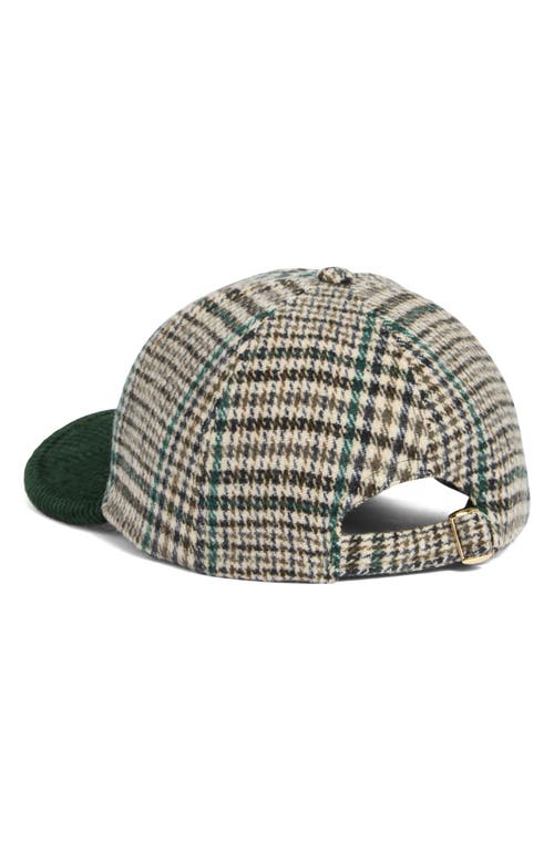 Bcbg Plaid & Corduroy Baseball Cap In Green