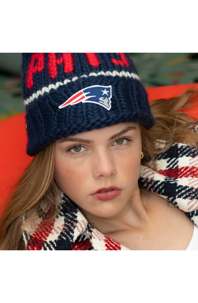 Lele Sadoughi Navy Pats Nfl Beanie With Yarn Pom Pom, Alternate, color, Navy 400