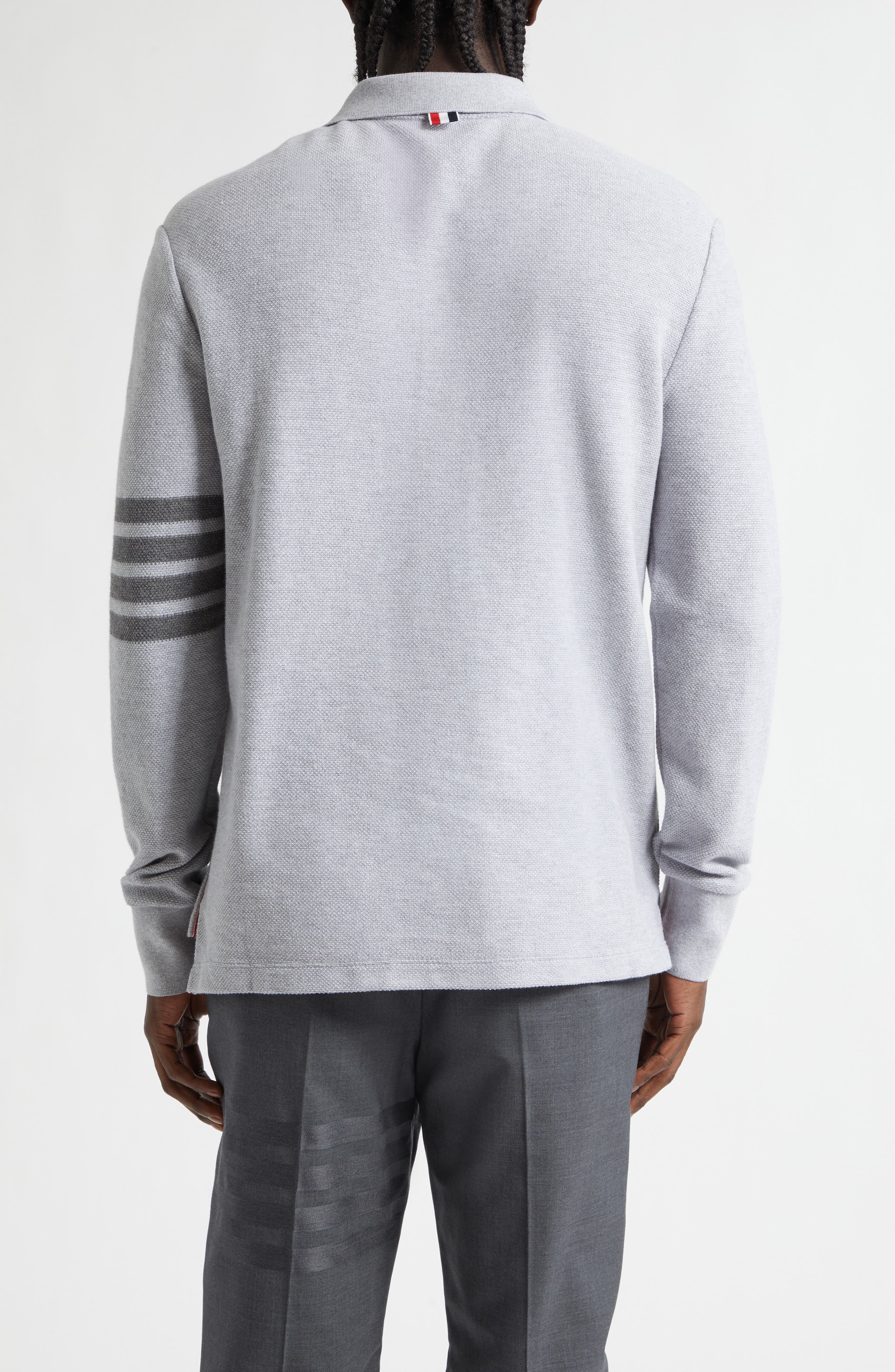 4-Bar Long Sleeve Cotton Pique Polo - image 2