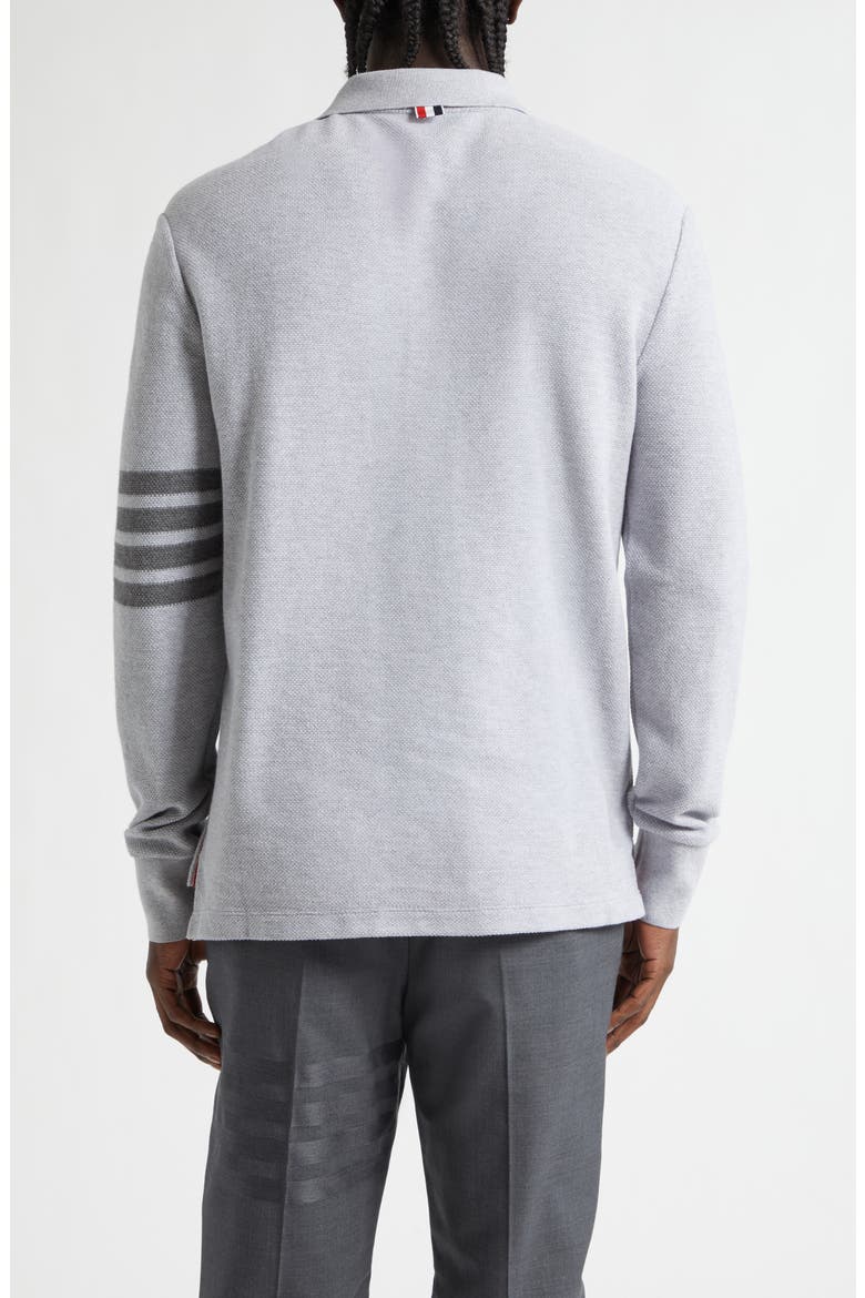 4-Bar Long Sleeve Cotton Piqué Polo, Alternate, color, PALE GREY