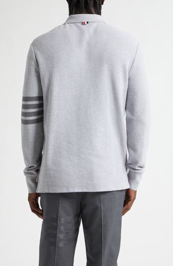 Thom Browne 4-Bar Long Sleeve Cotton Piqué Polo | Nordstrom