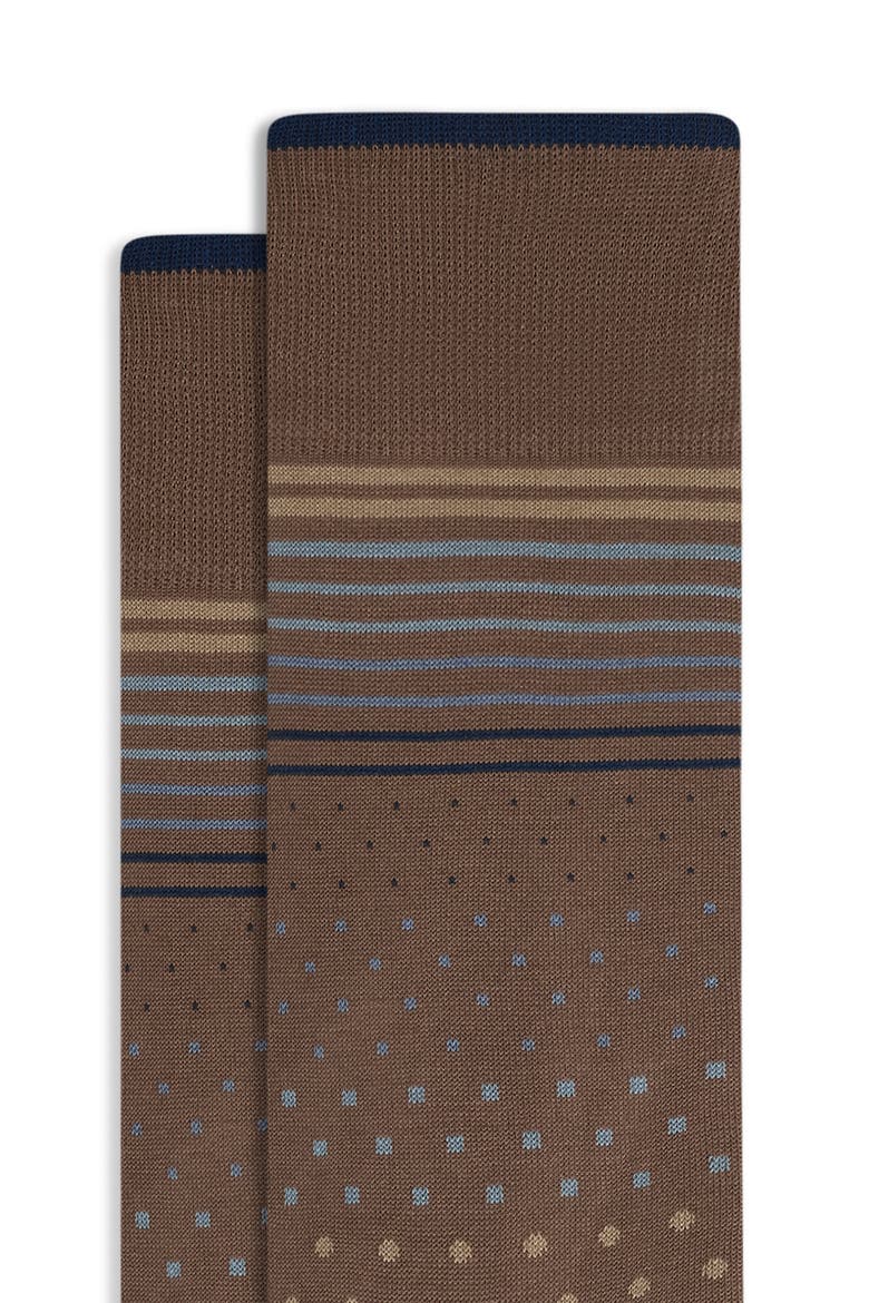 Stripe Dot Gradient Cotton Blend Dress Socks, Alternate, color, CARAMEL