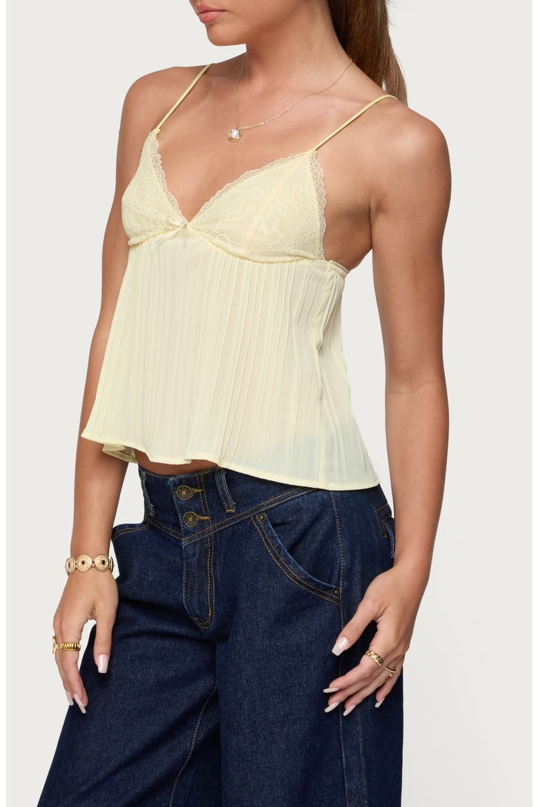 Rhian Lace Pleated Camisole, Alternate, color, YELLOW