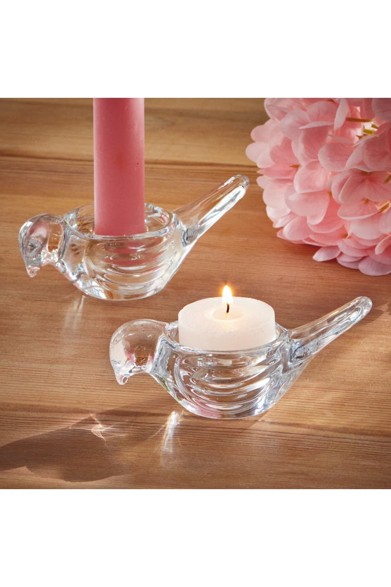Bird Tealight Taper Holder Clear Glass Everyday,Spring, Alternate, color, Clear