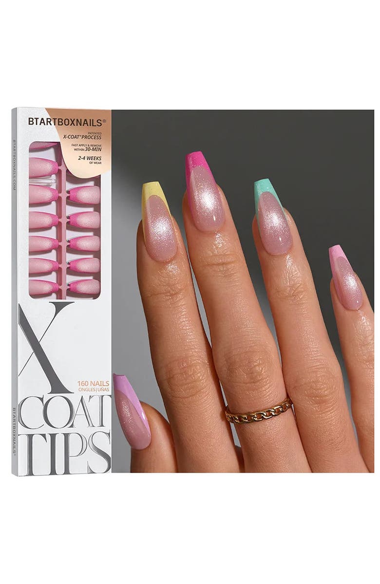 Btartboxnails Soft Gel Nail Tips XCOATTIPS<sup>®</sup> French Brighter Pastel - Cat-Eye Base Collection, Main, color, Medium Coffin