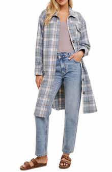 WISHLIST Plaid Brushed Long Shacket