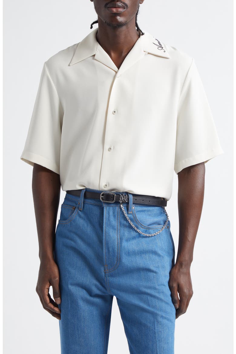 Logo Embroidered Camp Shirt, Main, color, ALABASTER