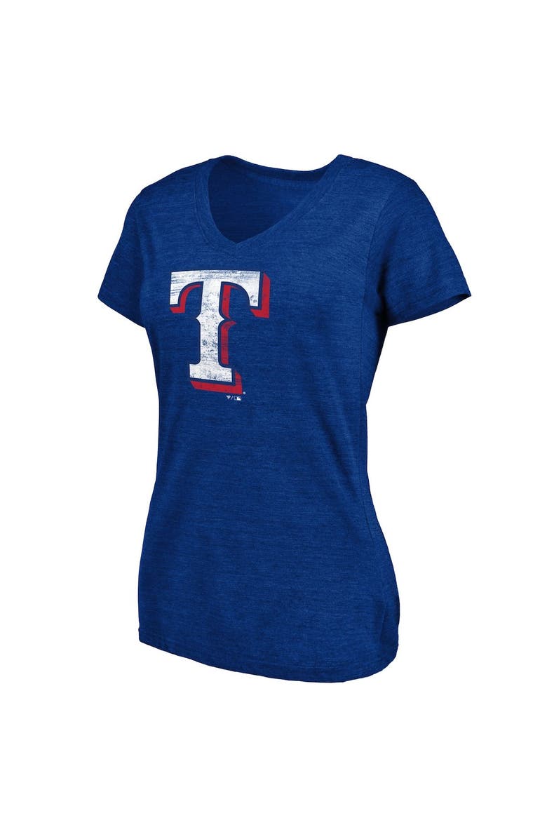 FANATICS Women's Fanatics Branded Heathered Royal Texas Rangers Core Weathered Tri-Blend V-Neck T-Shirt, Alternate, color, 