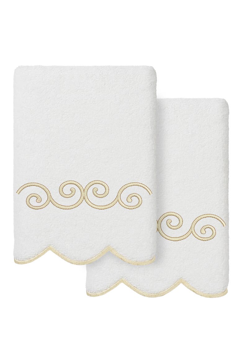 Symmetra Scallop Set of 2 Hand Towels, Main, color, WHITE/ BEIGE