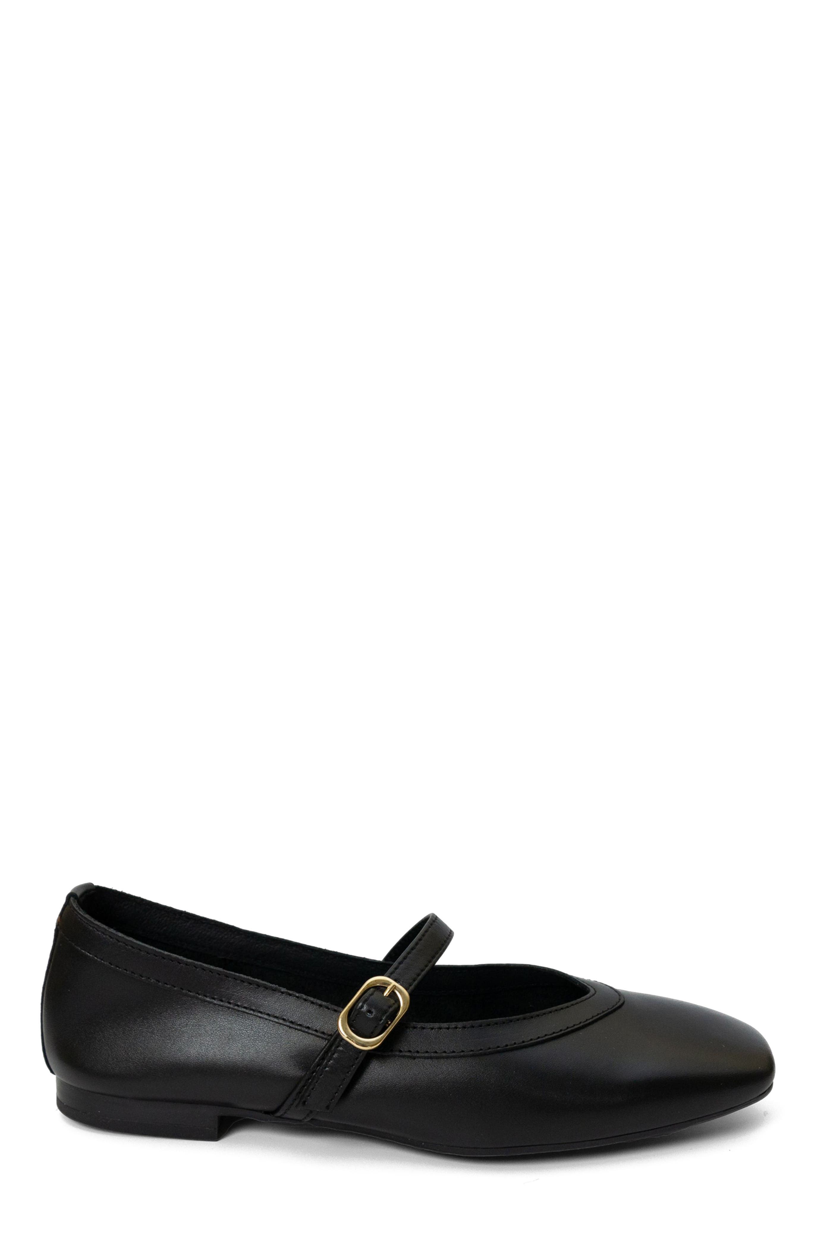 Menina Step Greta Leather Mary Jane Flat, Main, color, Black