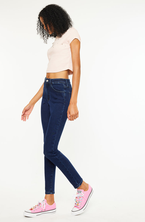 Kancan Bev High Rise Ankle Skinny Jeans In Dark Wash