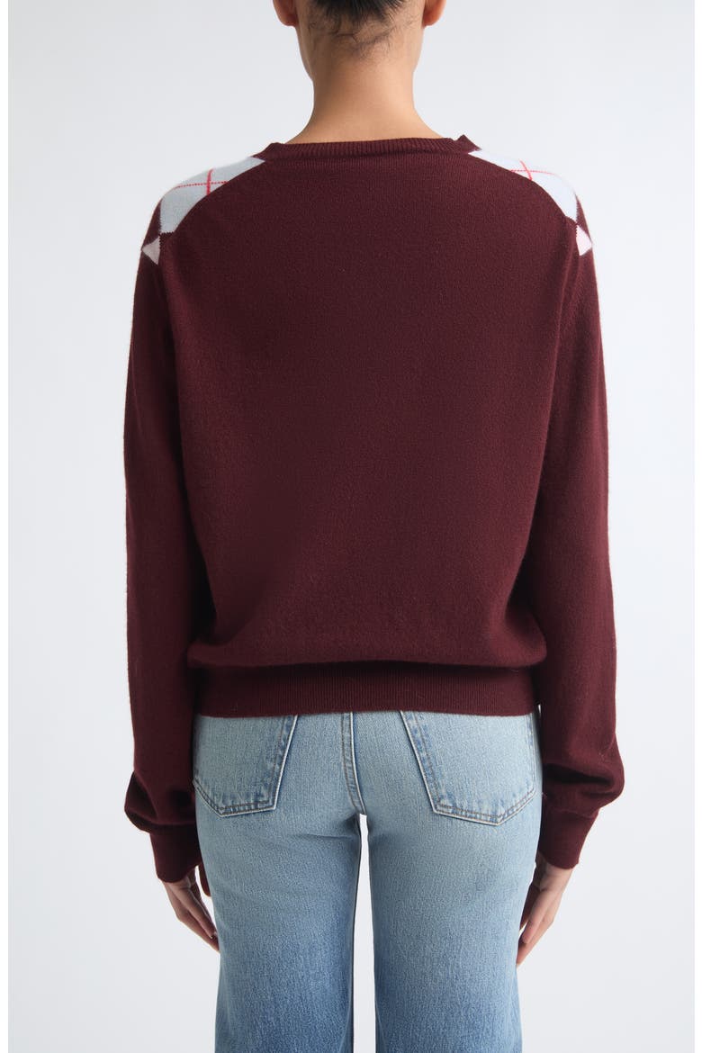 The Academy Argyle Cashmere Sweater, Alternate, color, BURGUNDY/ PINK