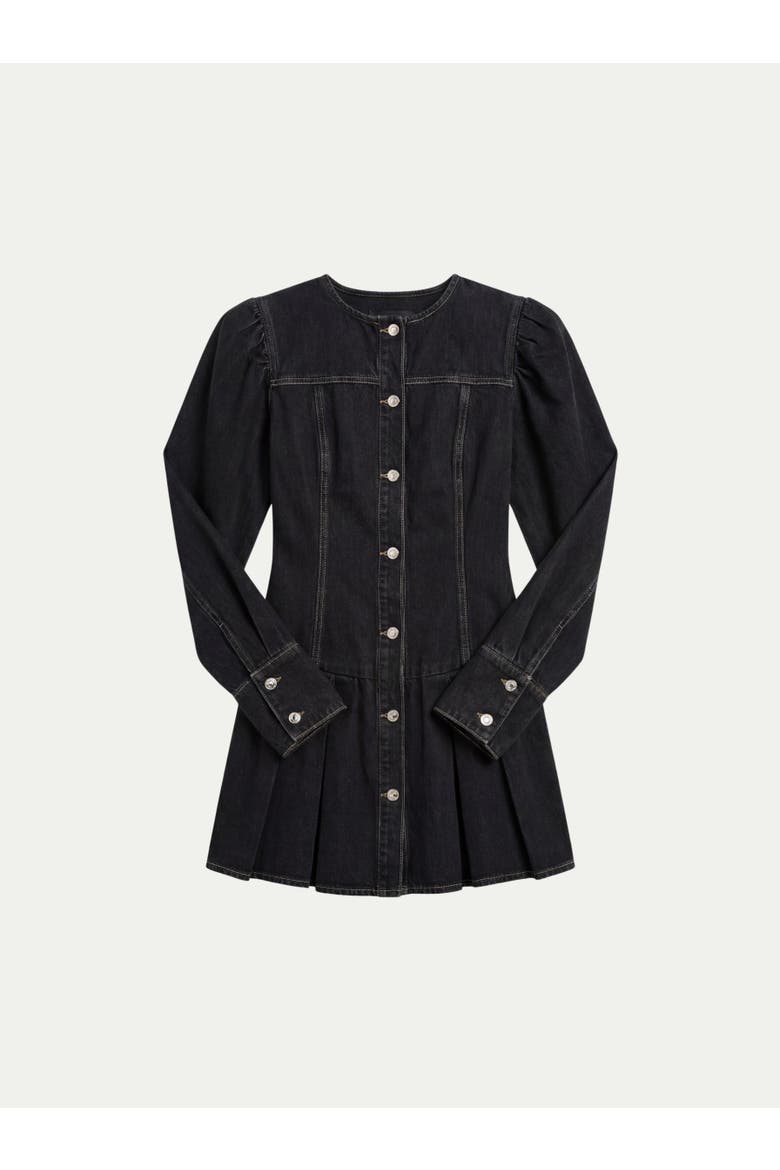 Premium Denim Balloon Sleeve Dress, Alternate, color, Washed Black