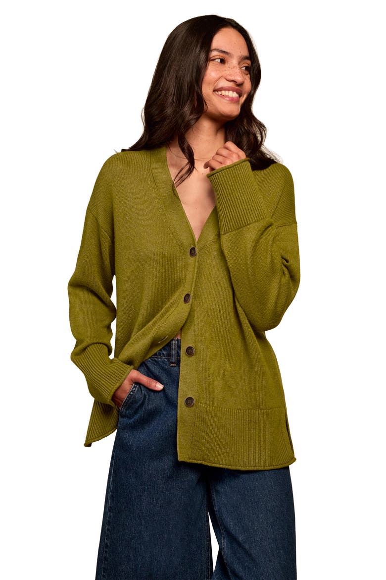 Drop Shoulder Slouch Cardigan, Main, color, Olive