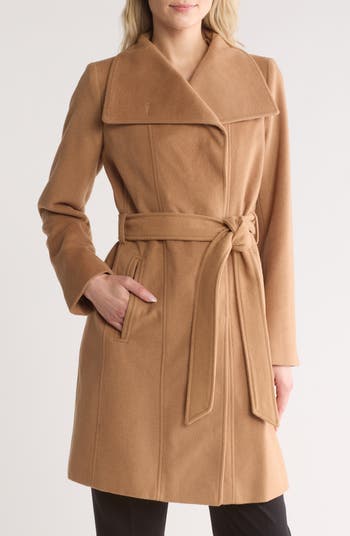 Michael Kors Asymmetric Belted Wool Blend Coat Nordstromrack