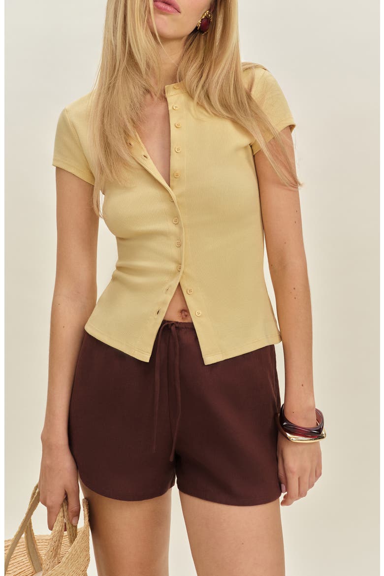 Raelynn Button Front Organic Cotton Knit Top, Main, color, BLONDE