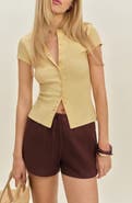 Reformation Raelynn Button Front Organic Cotton Knit Top