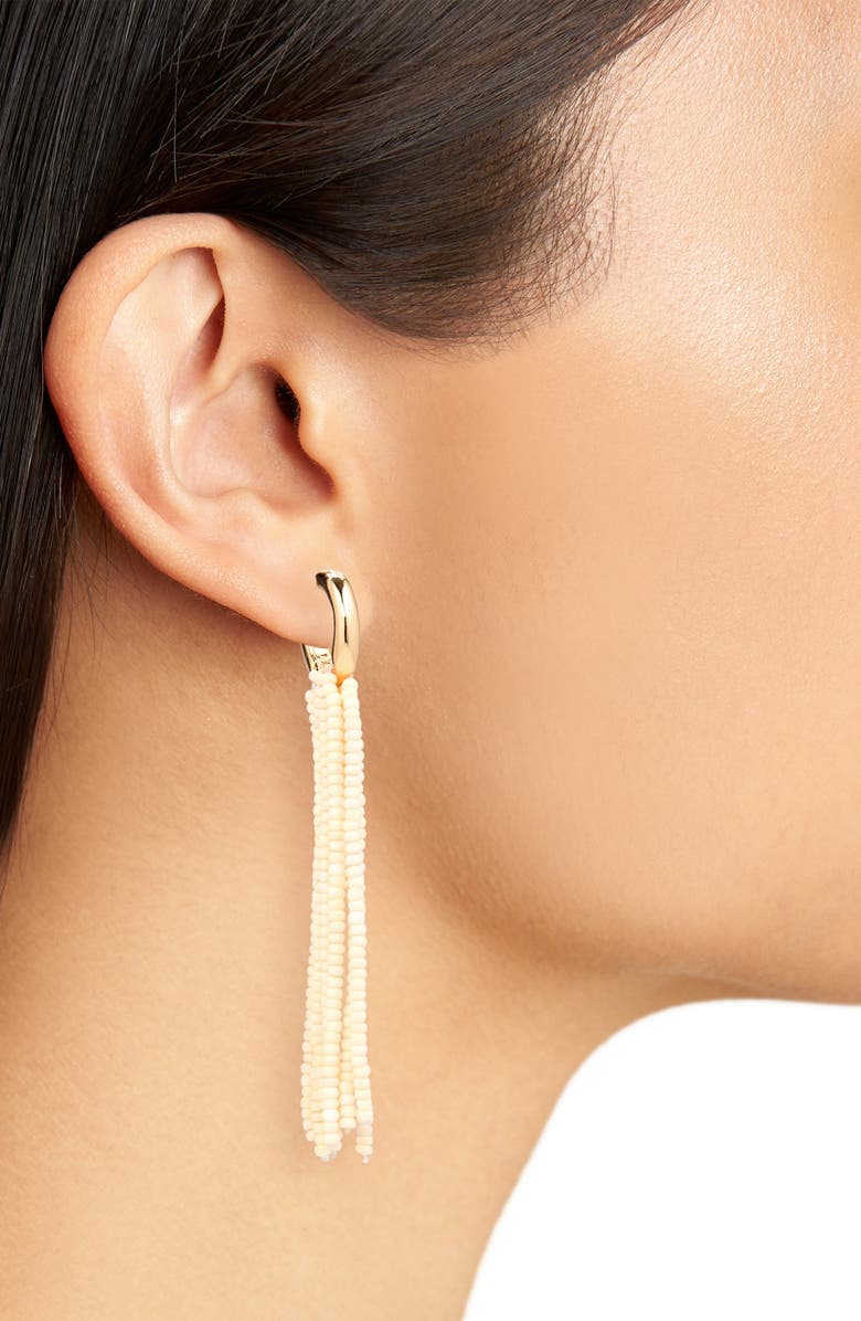Leith Beaded Fringe Drop Earrings, Alternate, color, Ivory- Gold