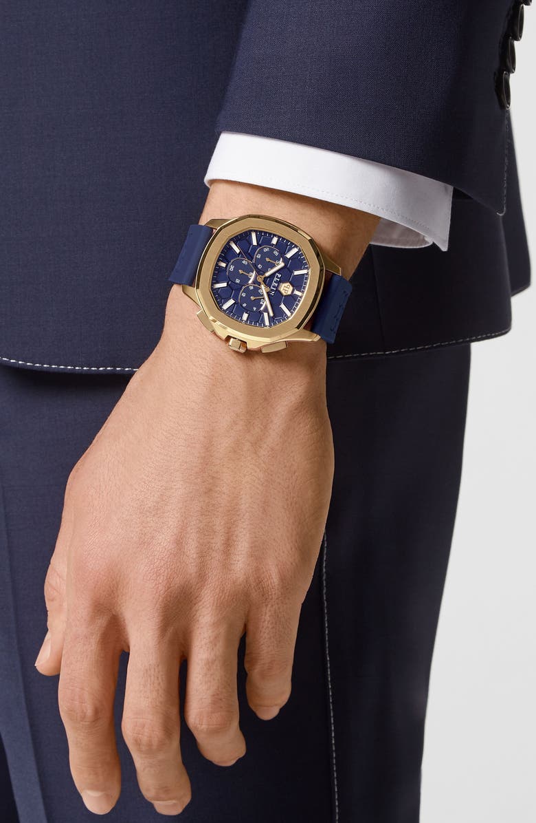 PHILIPP PLEIN Spectre Chronograph Silicone Strap Watch, 44mm, Alternate, color, 