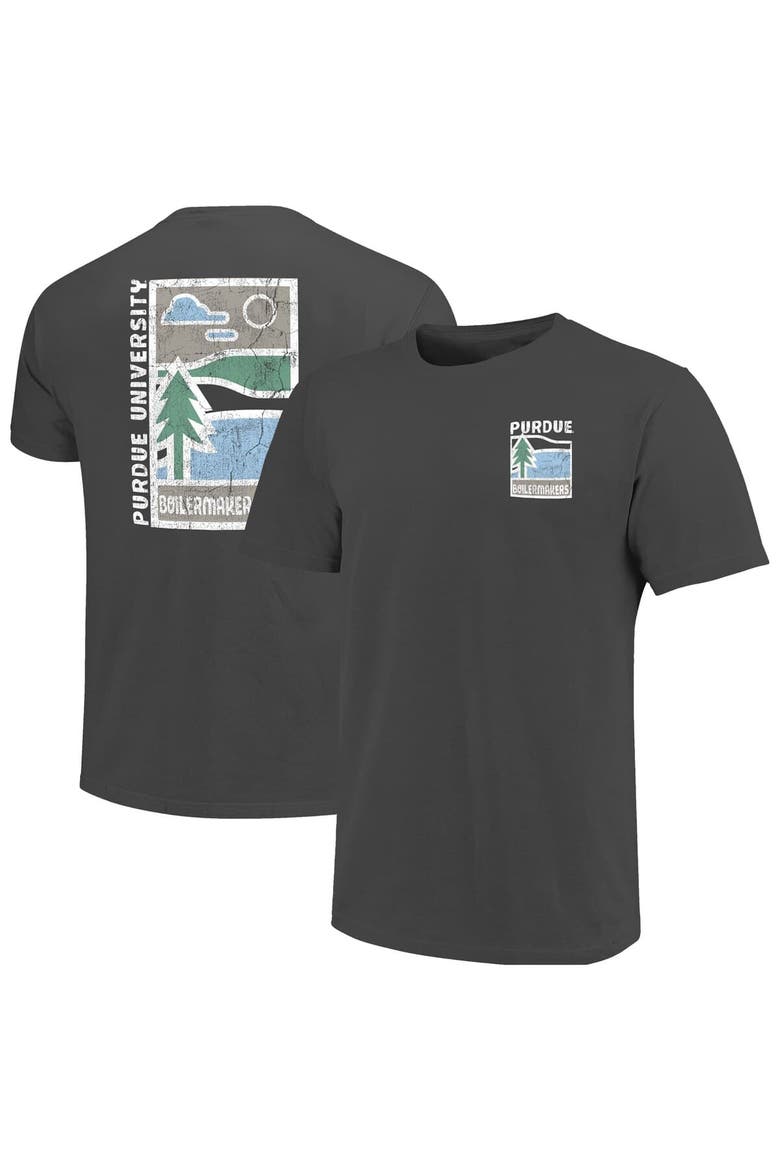 Men's  Graphite Purdue Boilermakers Comfort Colors Minimal Vista Distressed Graphics T-Shirt, Alternate, color, Graphite