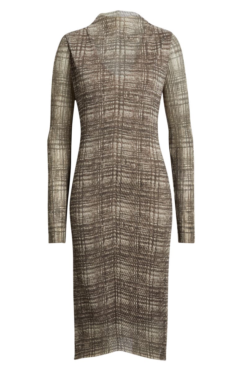 BOSS Mock Neck Long Sleeve Maxi Dress, Alternate, color, Beige Multi