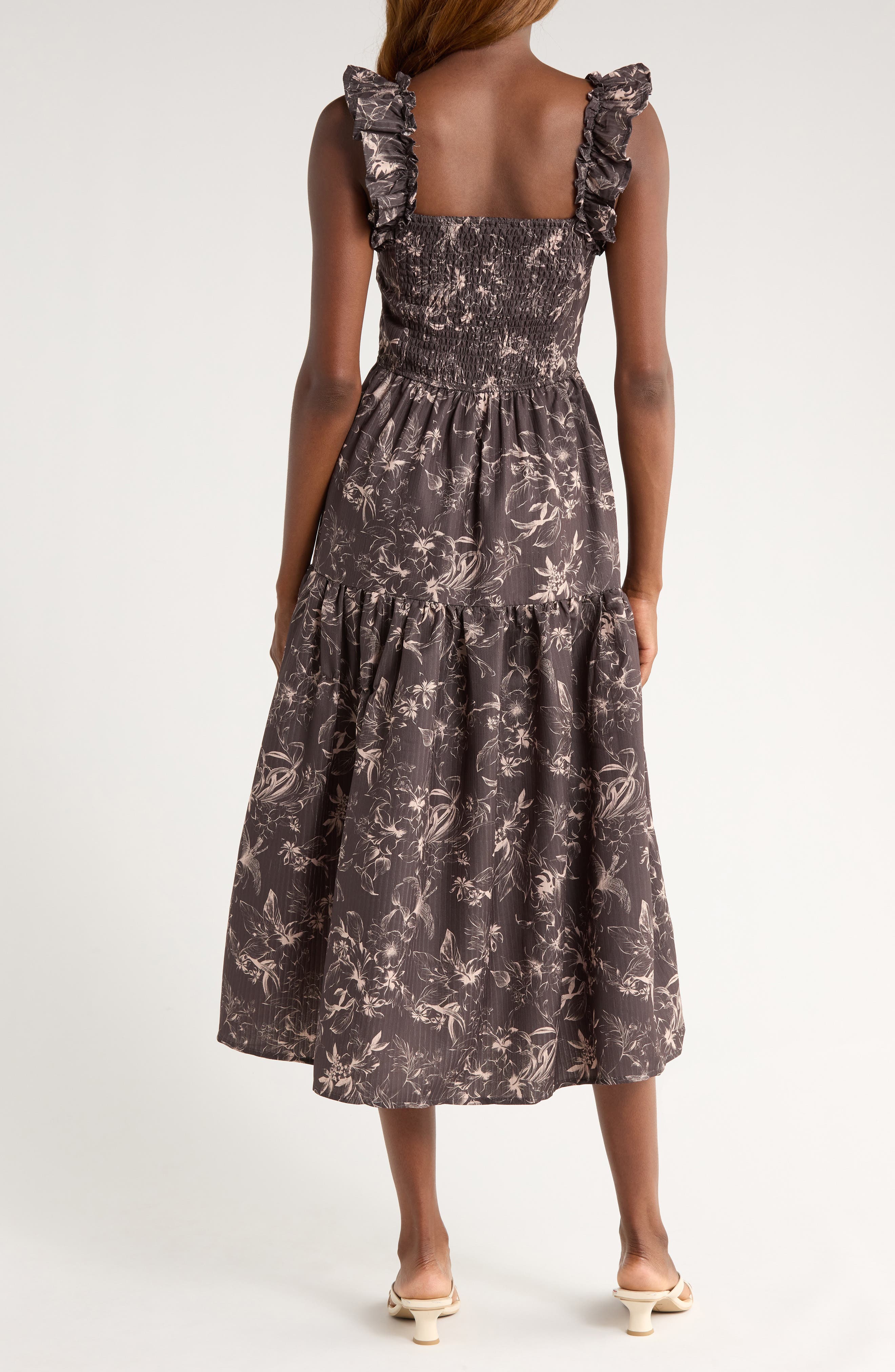 Print Flutter Strap Midi Dress - image 2