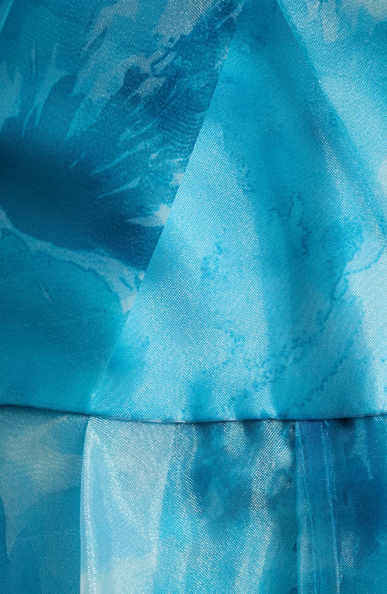 Eliza J Handkerchief Halter Evening Gown, Alternate, color, Blue Multi