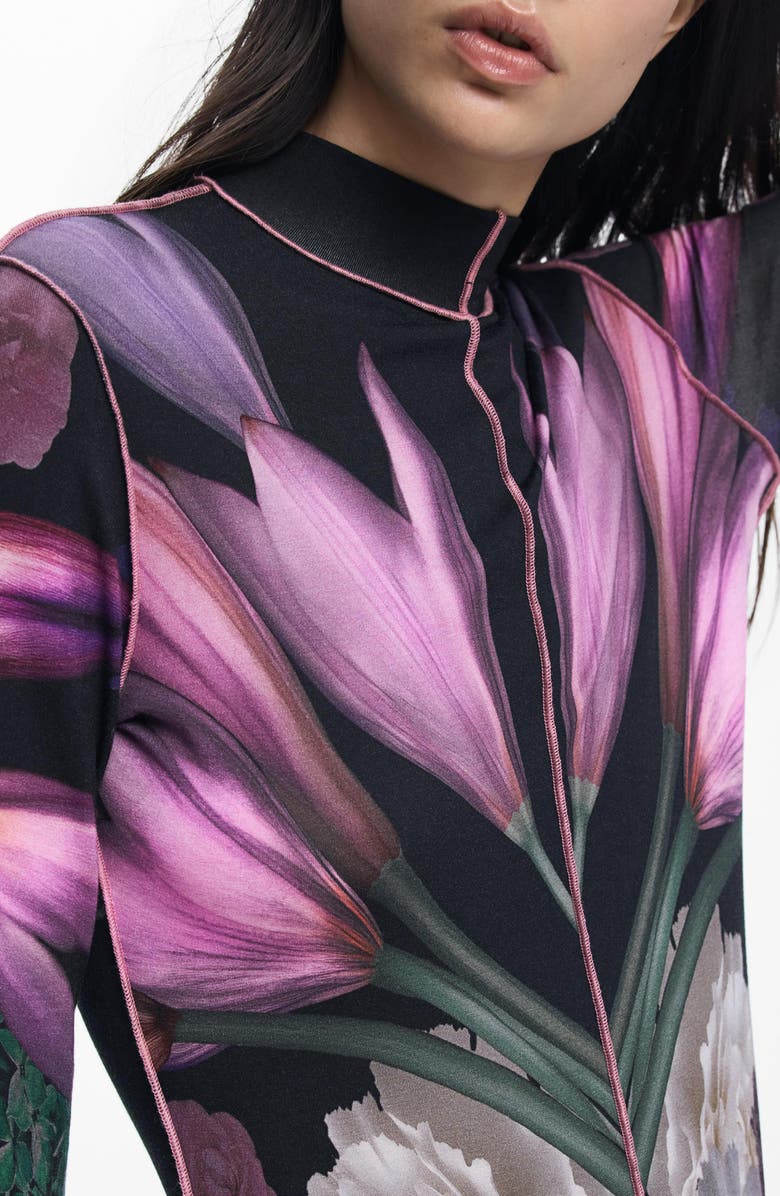 Desigual Long Sleeve Maxi Dress, Alternate, color, Black