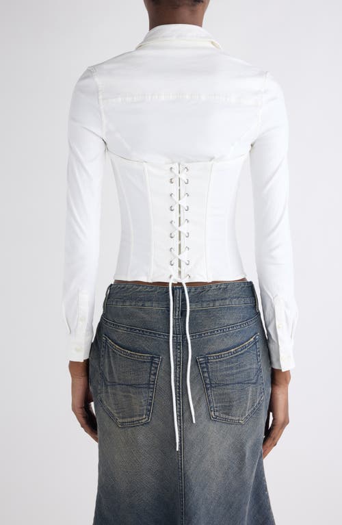 Balenciaga Corseted Stretch Poplin Button-up Shirt In White
