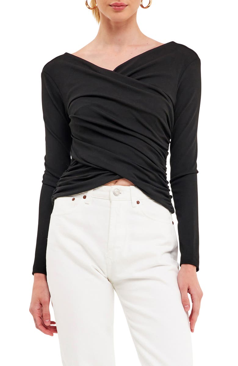 Endless Rose Shirred Crop Top, Main, color, Black