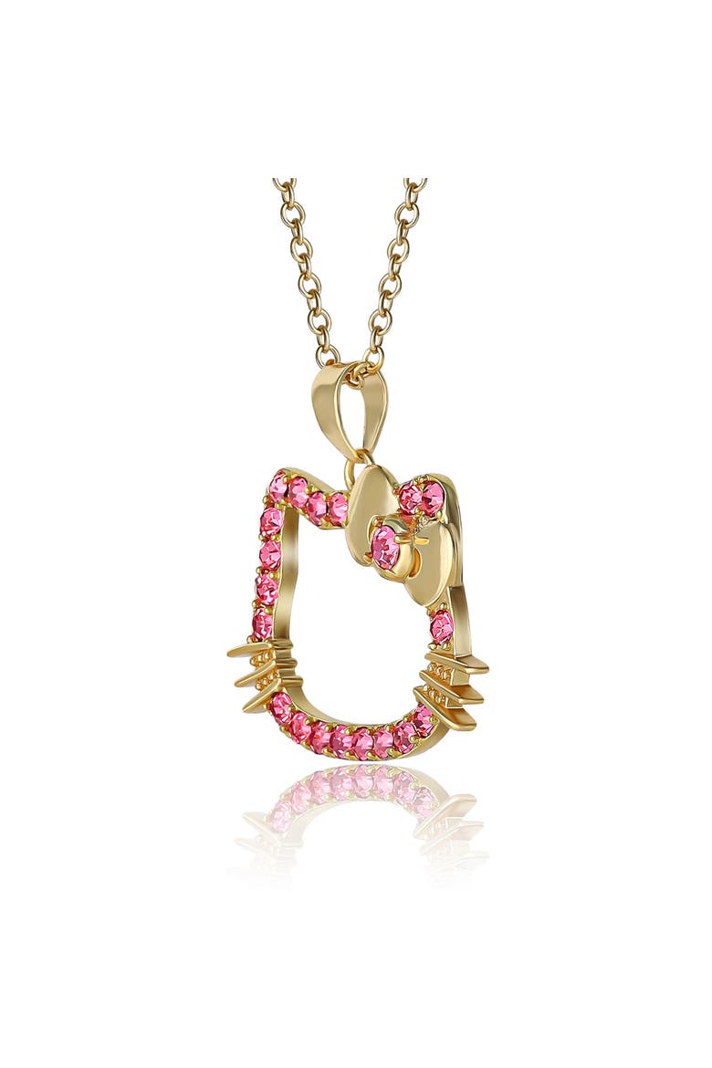 Pink Outline Crystal Pendant, Alternate, color, Gold, Pink