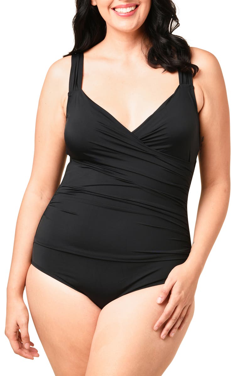 JANTZEN Surplice One-Piece Swimsuit, Main, color, 
