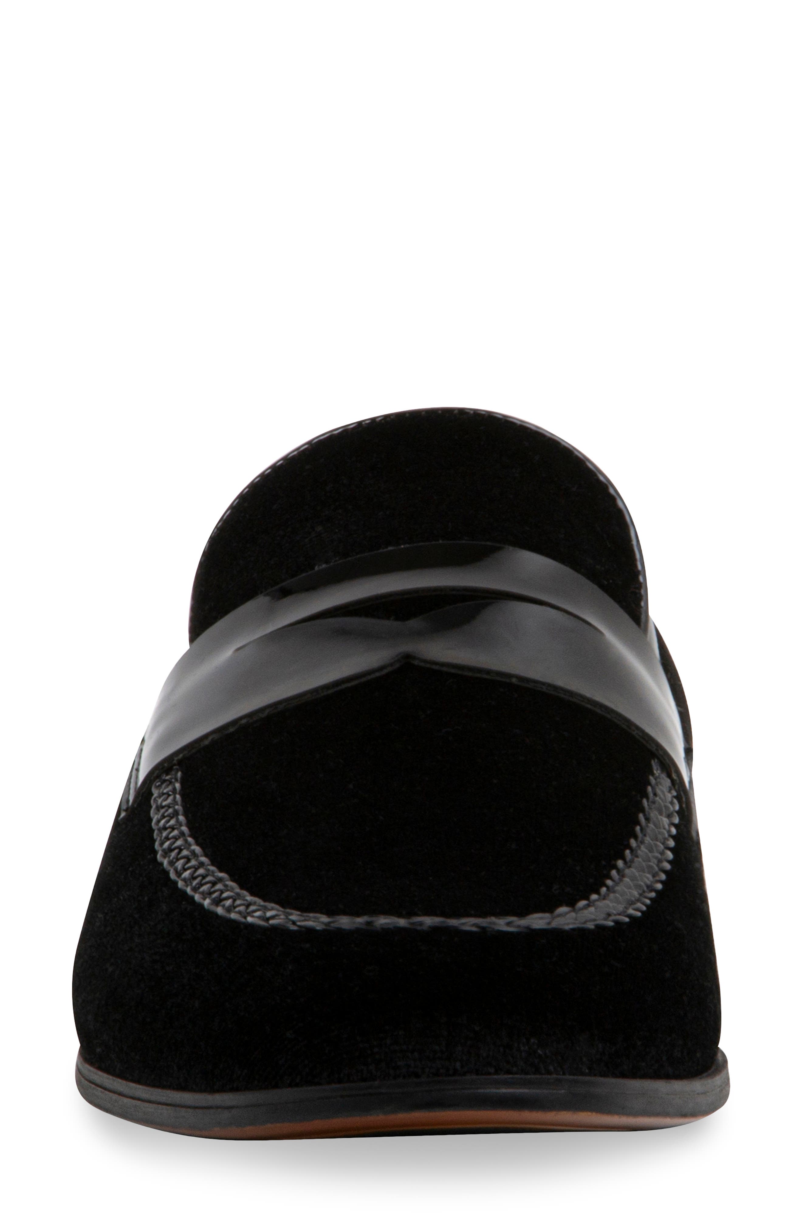 Steve Madden Crescent Velvet Penny Loafer, Alternate, color, Black Velvet