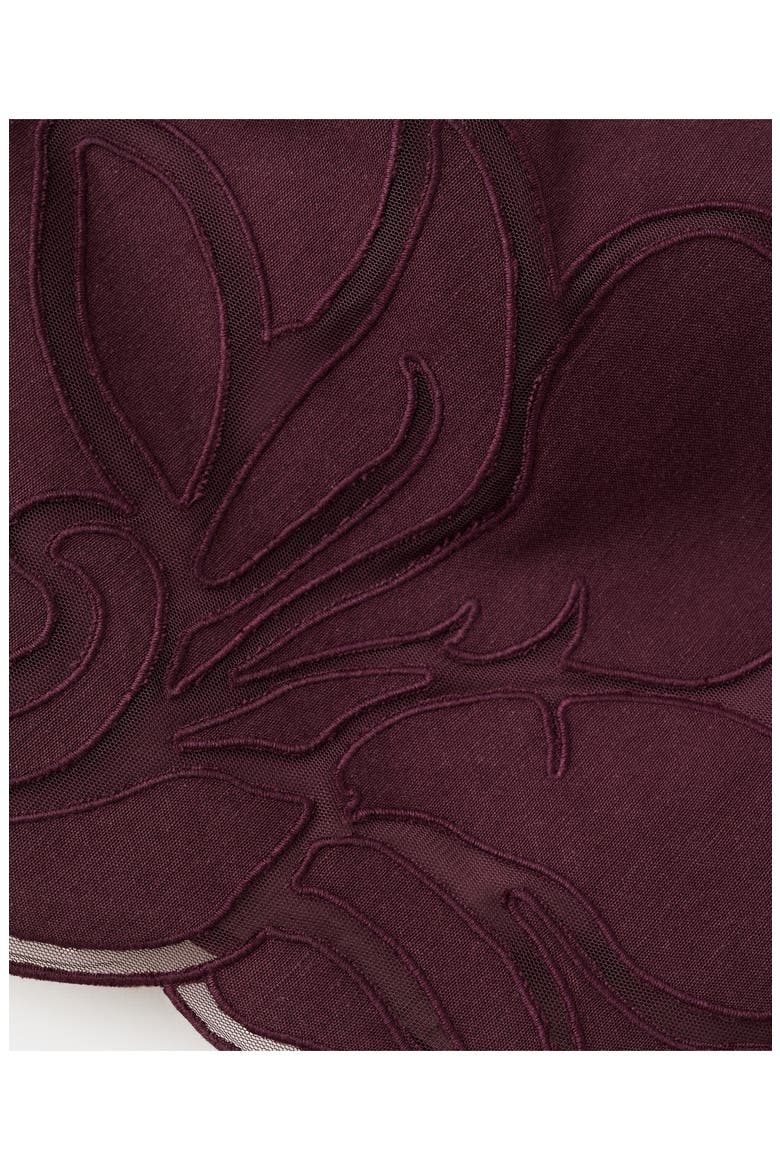 Floral Embroidered Asymmetrical One Shoulder Top, Alternate, color, MAROON