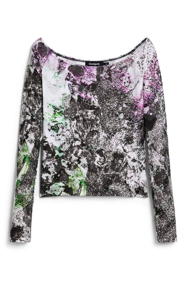 Abstract Print Ballet Neck T-Shirt, Alternate, color, LILAC