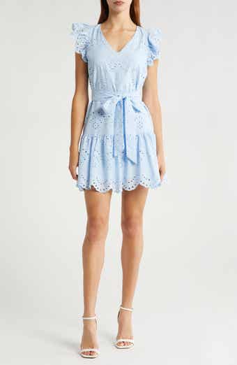 Sam Edelman Paisley Eyelet Tie Belt A-Line Minidress