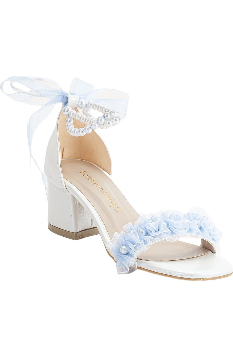 Forever & Always Shoes Jasmine Lace Bridal Low Heel Sandals, Main, color, Ivory Baby Blue