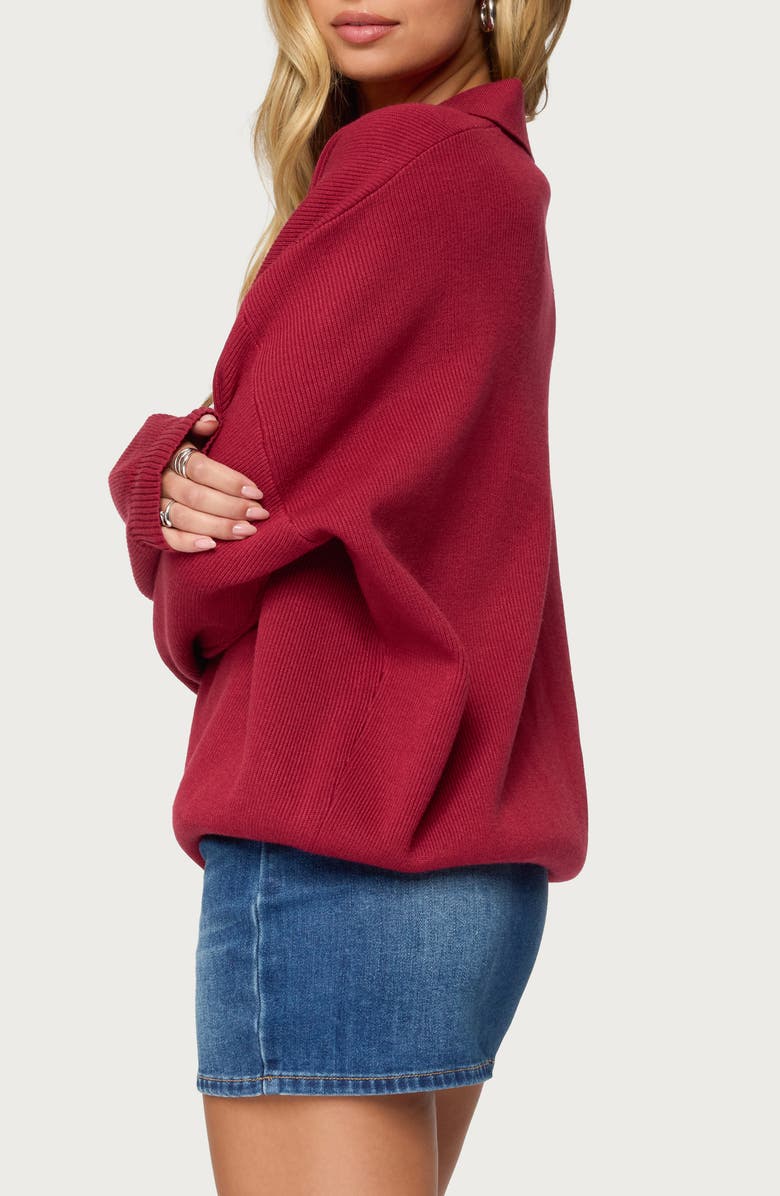 EDIKTED Lorie Oversize Polo Sweater, Alternate, color, Red
