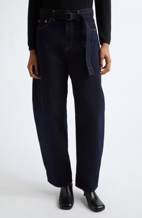 Belted High Waist Wide Leg Jeans