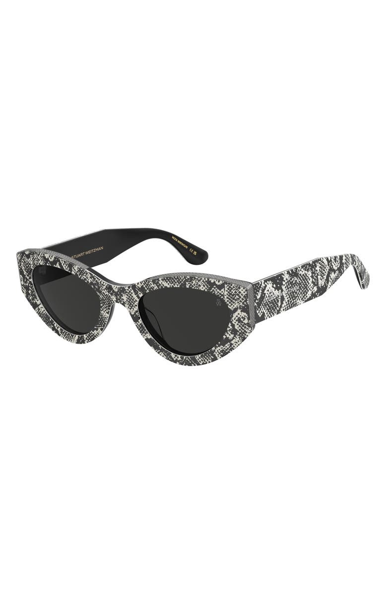 Stuart Weitzman 52mm Cat Eye Sunglasses, Alternate, color, Pattern Black White/ Grey