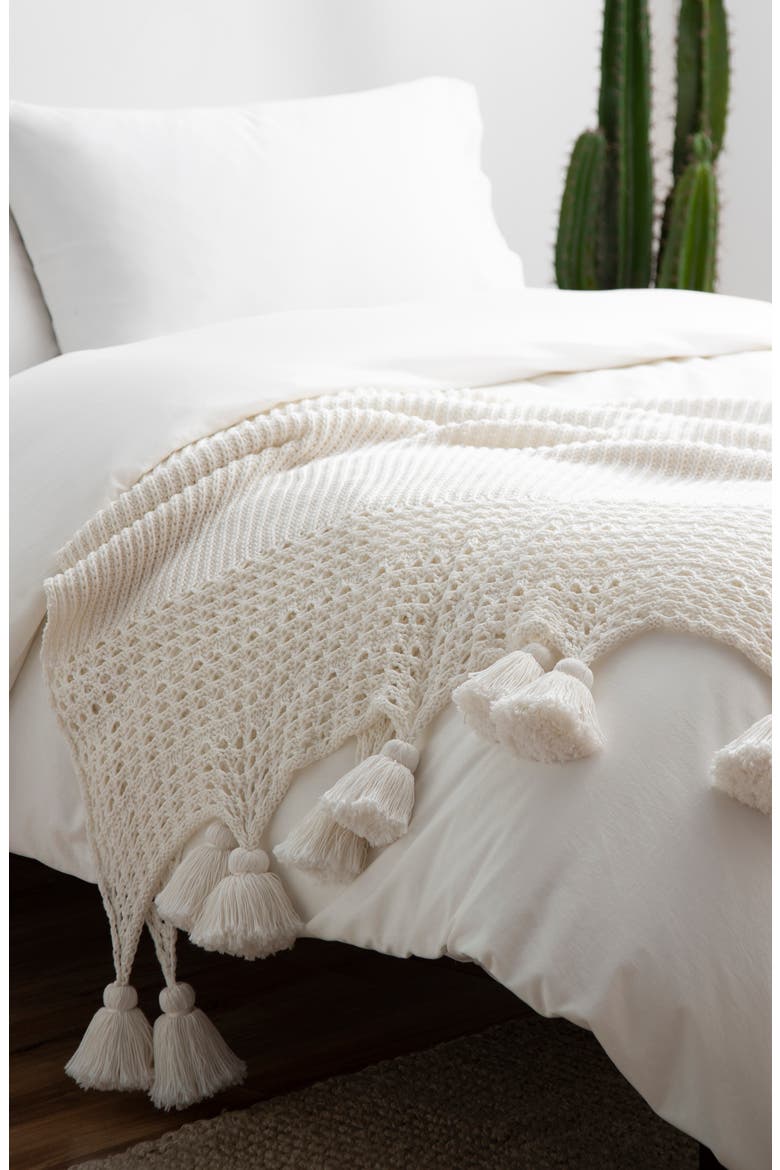 Oana Tassel Throw Blanket, Main, color, SNOW
