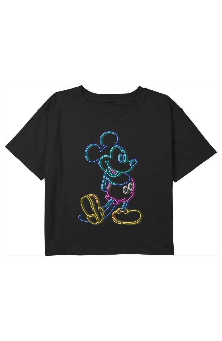Mickey & Friends Girl's Mickey & Friends Neon Mickey Graphic T-Shirt, Main, color, Black