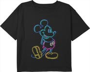 Mickey & Friends Girls' Neon Mickey Graphic Short Sleeve Cropped T-Shirt