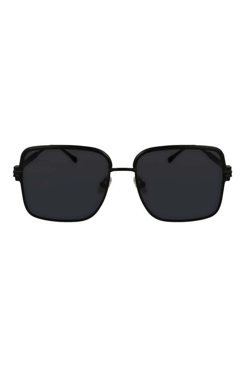 Gancini 57mm Modified Rectangular Sunglasses, Main, color, MATTE BLACK
