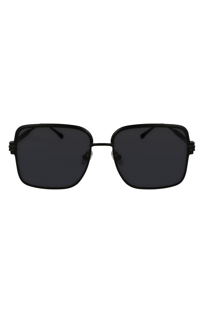 FERRAGAMO Gancini 57mm Modified Rectangular Sunglasses, Main, color, Matte Black