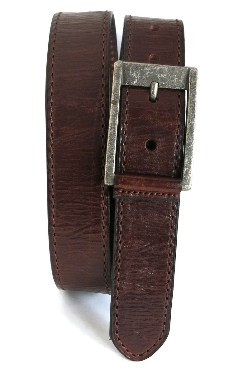 BOCONI Burnished Calfskin Leather Belt, Main, color, 