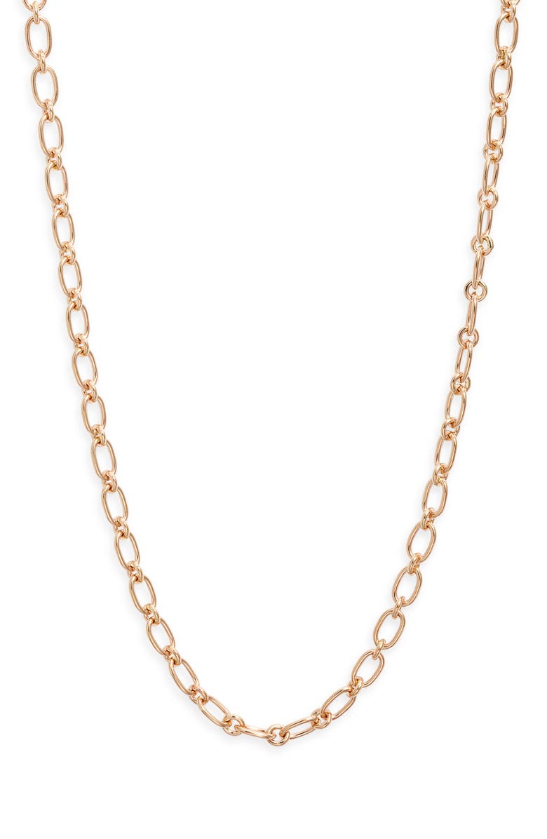 Anzie Rectangle Link Chain Necklace, Main, color, Yellow Gold