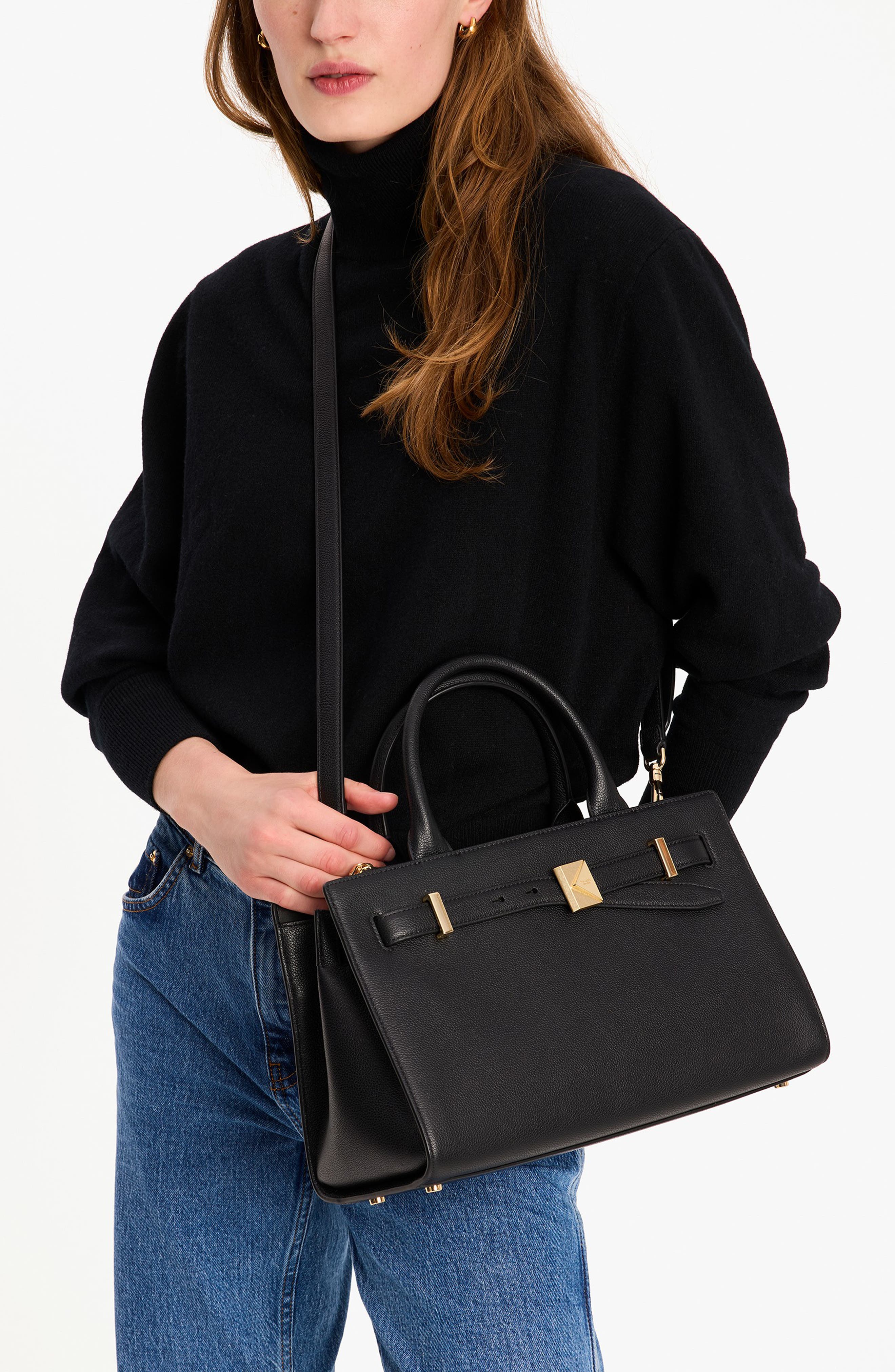 Kate Spade New York medium deco leather satchel, Alternate, color, 