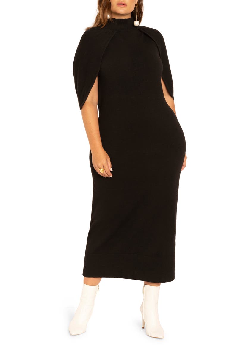Cape Sweater Dress, Main, color, BLACK ONYX